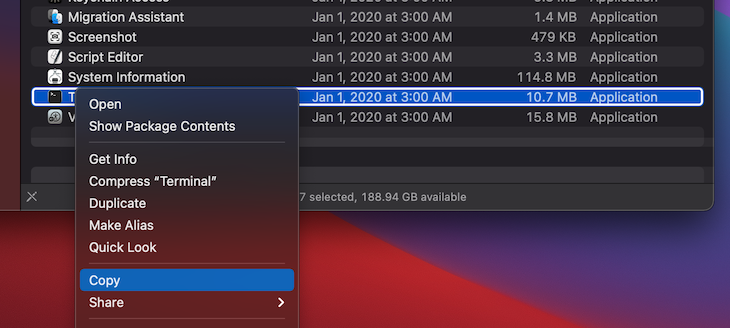 Make a copy of the macOS Terminal app
